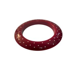 Vintage Lucite Bangle Bracelet Lipstick Red White Polk a dots